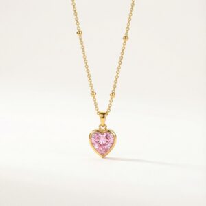 Pink Heart Pearl Necklace
