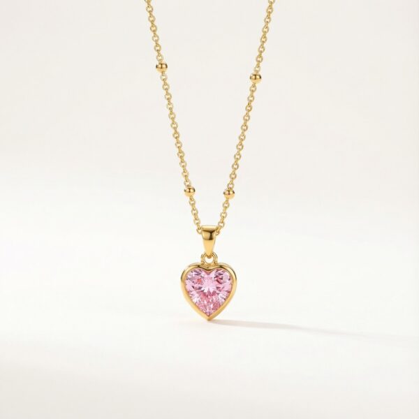 Pink Heart Pearl Necklace