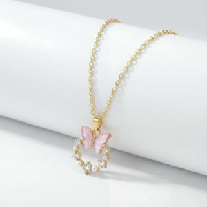 Pink Butterfly Necklace