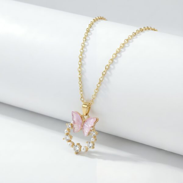 Pink Butterfly Necklace