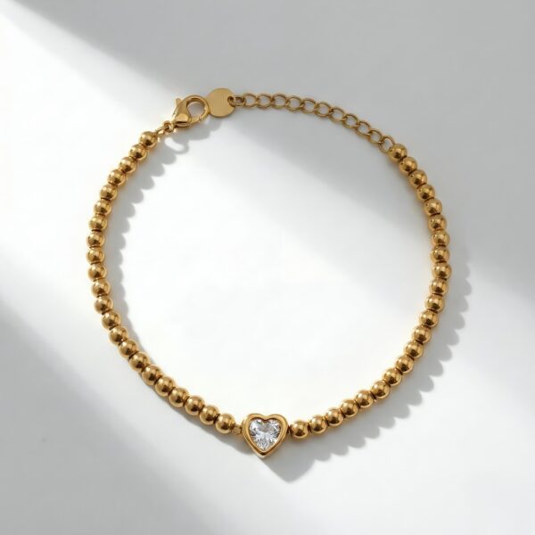 Gold Beaded Heart Bracelet