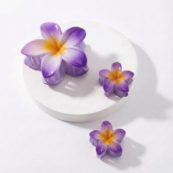 Purple Flower Claw Clip Set (3 Pcs)