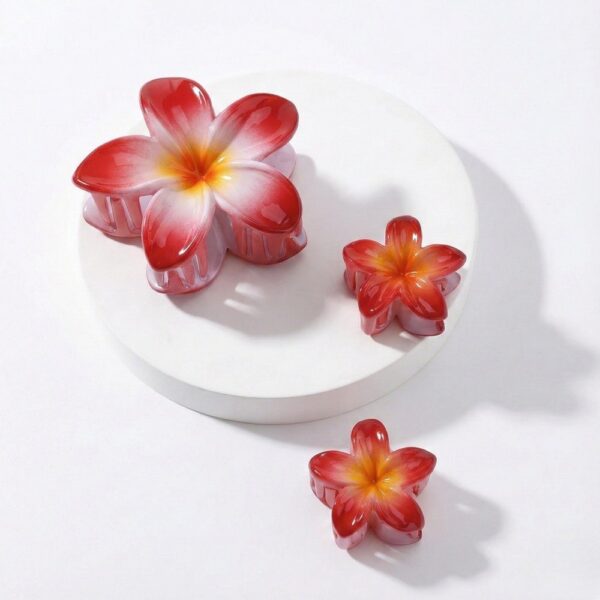Red Flower Claw Clip Set (3 Pcs)